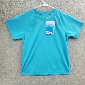 Kanu Surf Boys' Short Sleeve UPF 50+ Rashguard Swim Shirt Solid Aqua Size XS